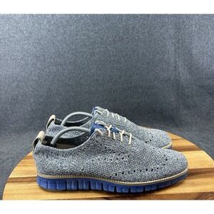 Cole Haan Zerogrand Stitchlite Wingtip Oxford Lace Up Blue Gray Sz 10M C32050